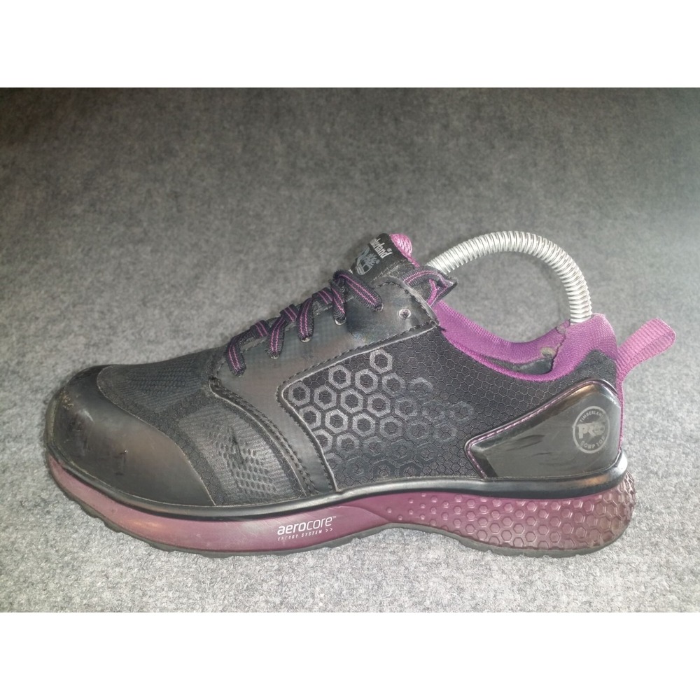 Timberland PRO Shoes Women 8.5 Composite Safety Toe Black Purple Aerocore Work